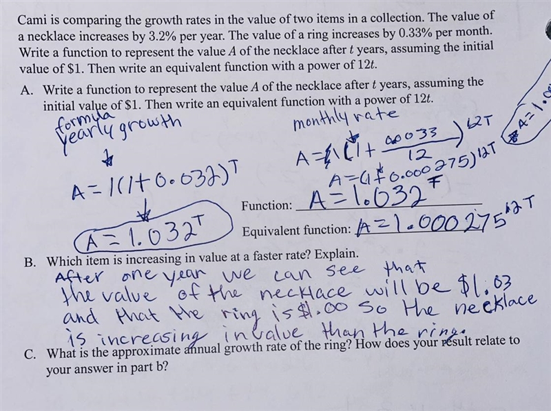 I need help with C, what’s the approximate annual growth rate of the ring? How does-example-1