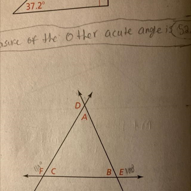 What is the measure of angle D if angle F is 110 and angle E is 100?-example-1