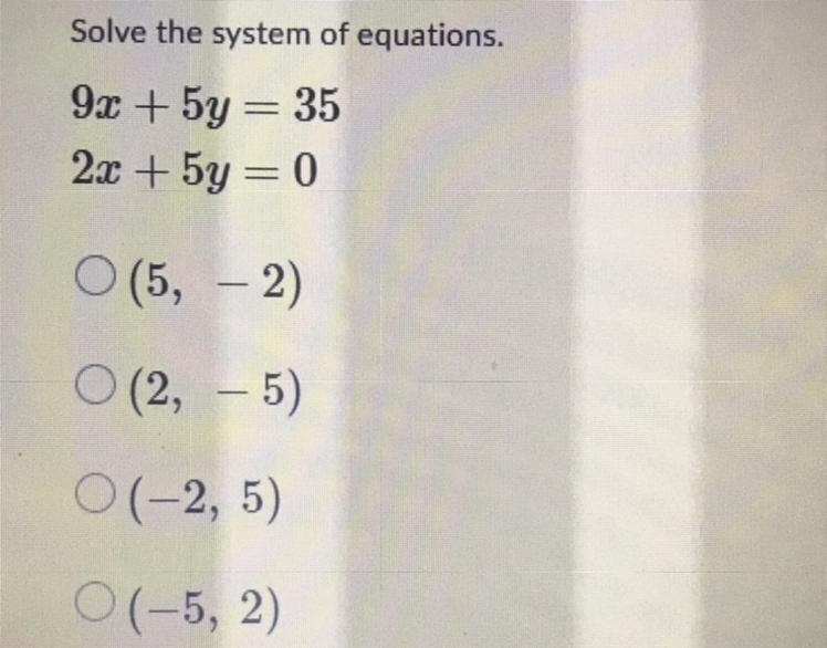 9x + 5y = 35 2x + 5y = 0-example-1