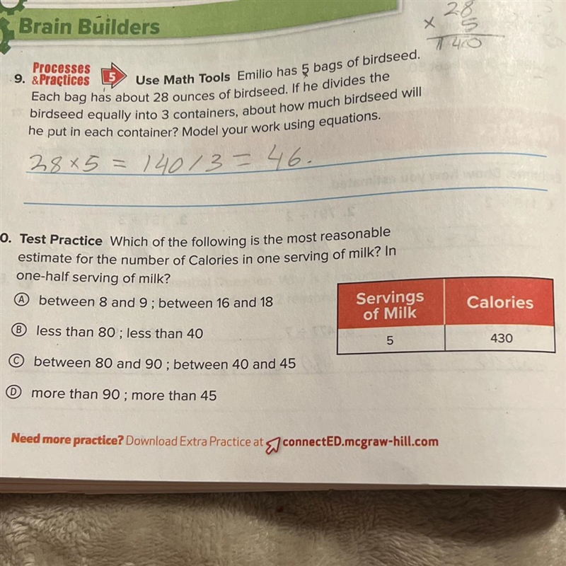 which of the following is the most reasonable estimate for the number of calories-example-1