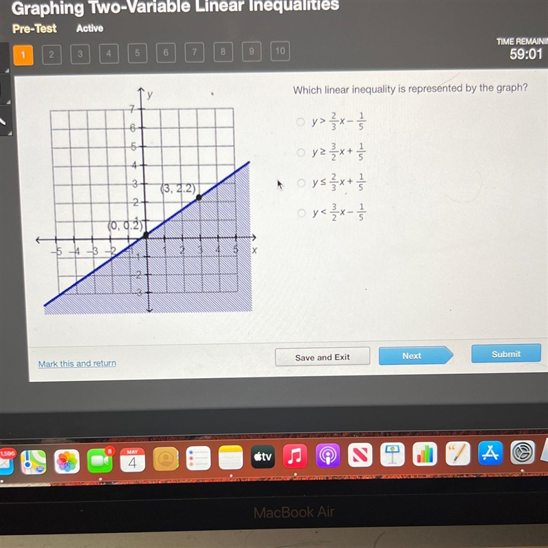 Which linear inequality is represented by the graph?-example-1