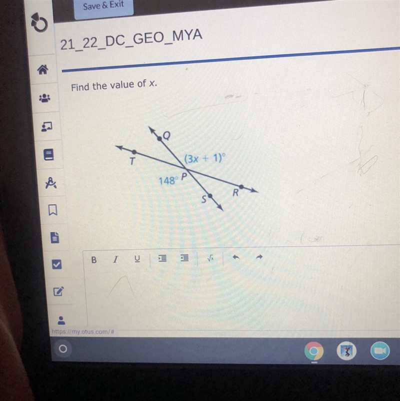 “(3x + 1) 148° Find the value of x”-example-1