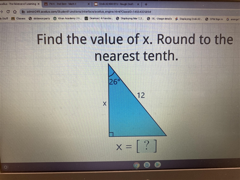 Find the value of x. Round to the nearest tenth. I’m going to Mcshoot myself pls help-example-1