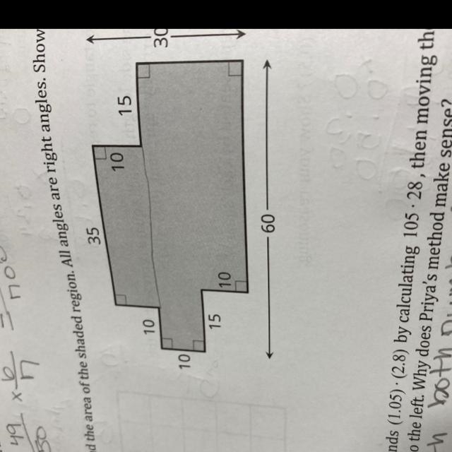 6. Find the area of the shaded region. All angles are right angles. Show your reasoning-example-1