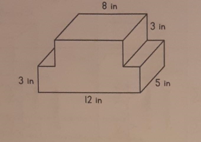 A solid figure is shown Below. What is the volume in cubic inches? Show your work-example-1