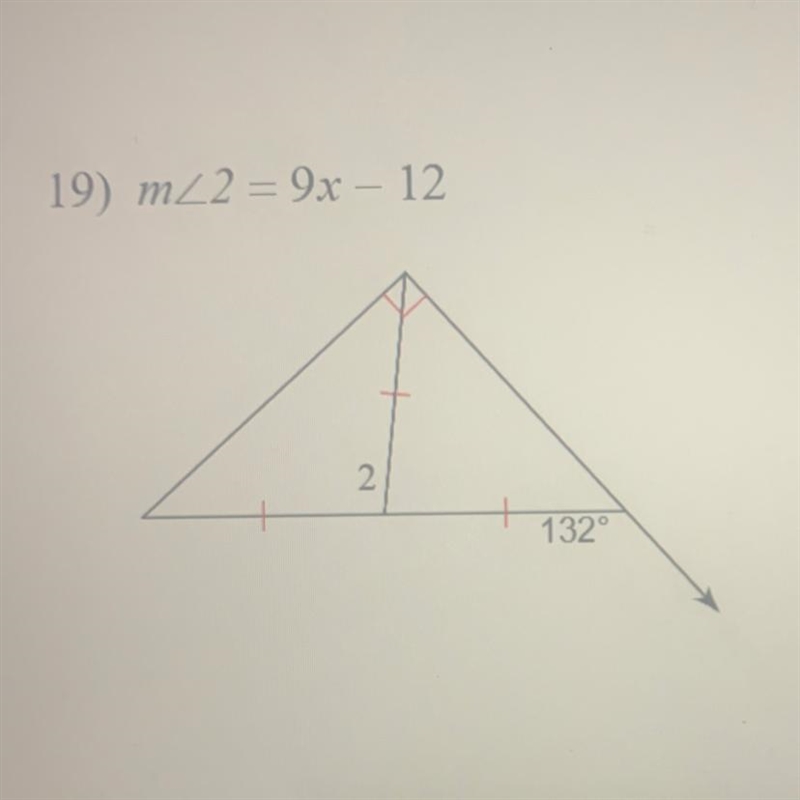 Solve for X, 132 is an exterior angle. Show work please!-example-1