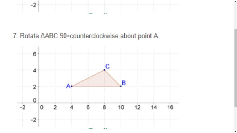 Rotate ΔABC 90∘counterclockwise about point A.-example-1