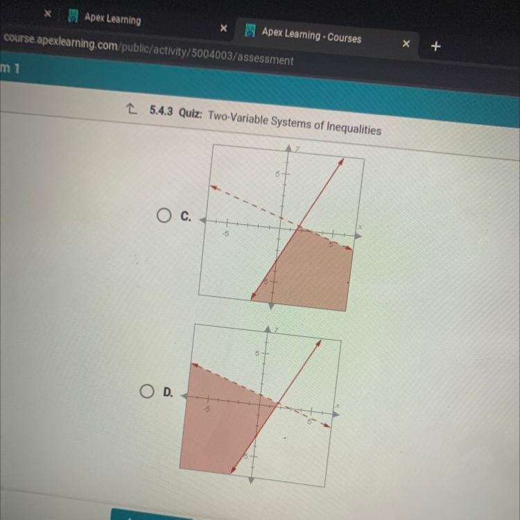 Which graph shows the solution to this system of inequalities? y<-x+1 y≤2x-3-example-1