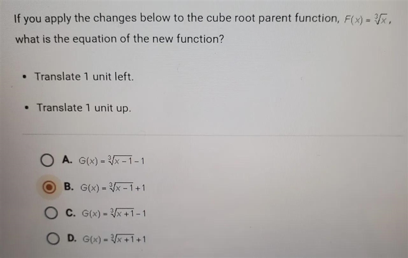 if you apply the changes below to the cube root parent function, F(x)=3√x, what is-example-1