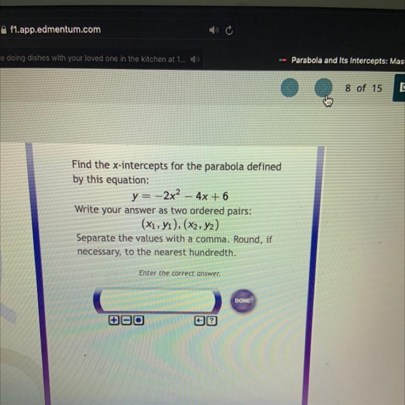 Need help! Y=-2x^2-4x+6-example-1