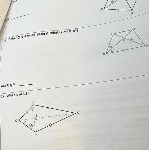 If MNPQ is a quadrilateral, what is angle MQP-example-1