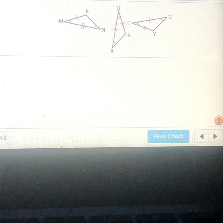 Name two triangles that are congruent by ASA.Choose the correct answer below.AMNP-example-1