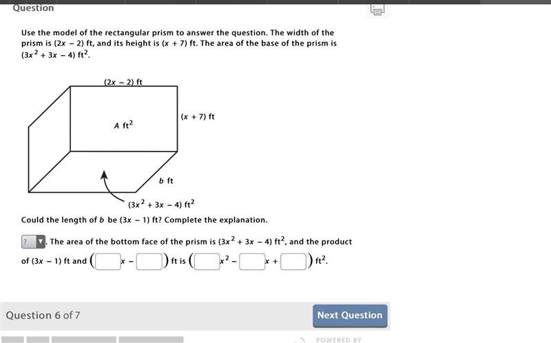 Use the model of the rectangular prism to answer the question. The width of the prism-example-1