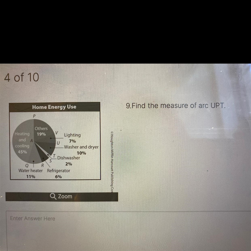 9. Find the measure of arc UPT.-example-1