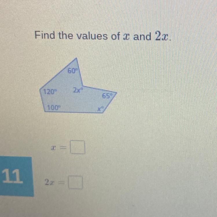 Find the value of X and 2x-example-1