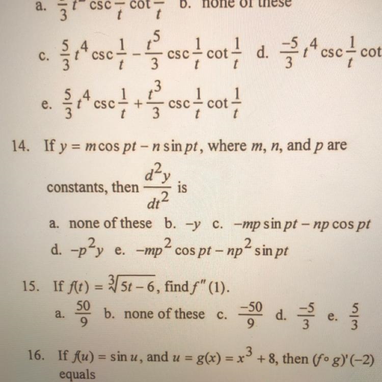 could someone help me out with 14? i tried it and I get that it uses chain rule and-example-1