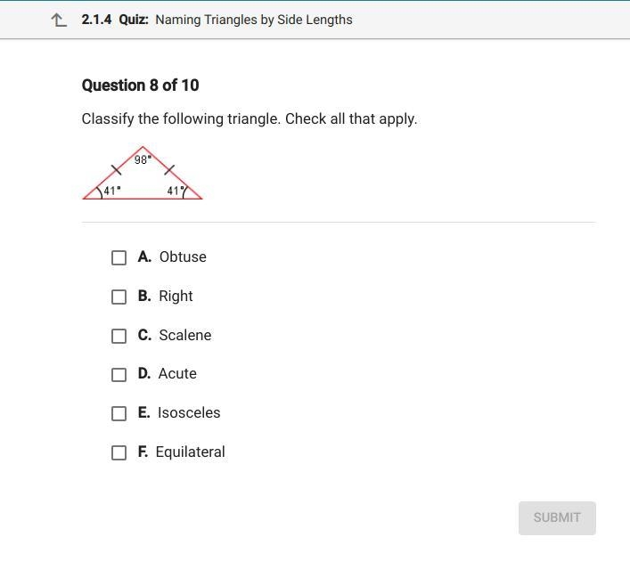 Classify the following triangle. Check all that apply-example-1