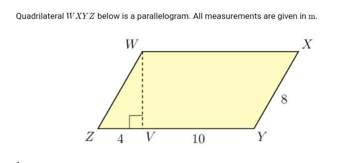 Calculate the area of parallelogram WXYZ.​-example-1