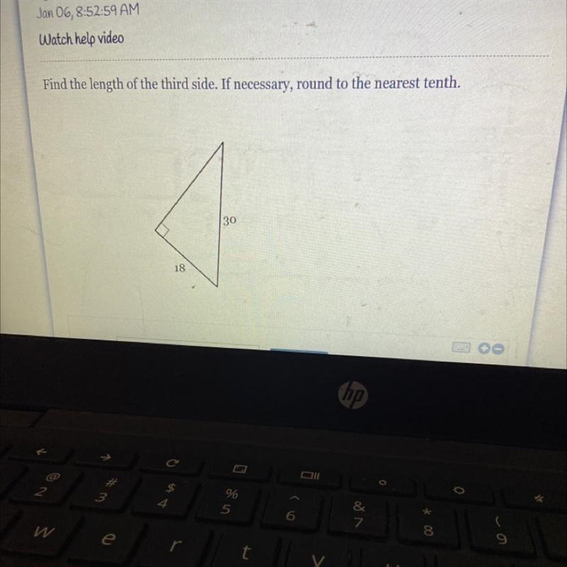 Find the length of the third side. If necessary, round to the nearest tenth. 30 18-example-1