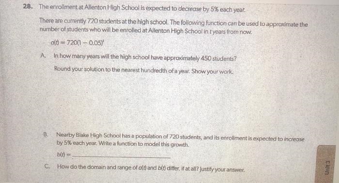 The enrollment at Allenton High School is expected to decrease by 5% each year. There-example-1