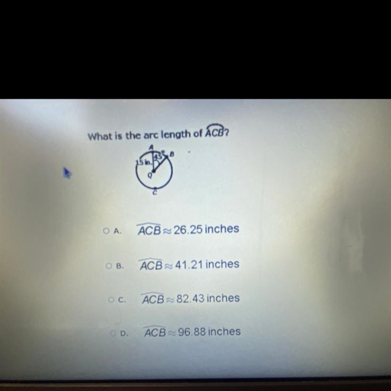 What is the arc length of ACB?-example-1