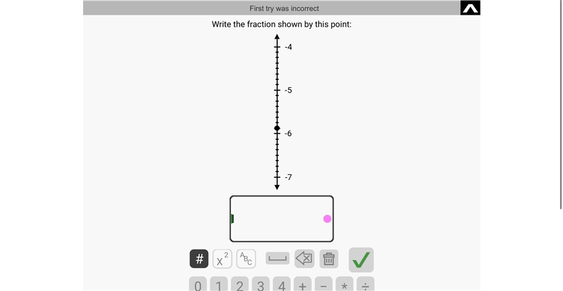 Write the fraction shown by this point…-example-1