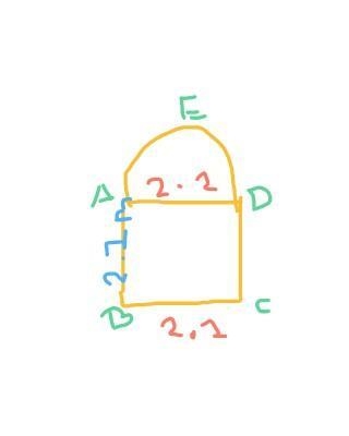 The lower part of a window is square shape of side 2.1 metre and the upper part is-example-1