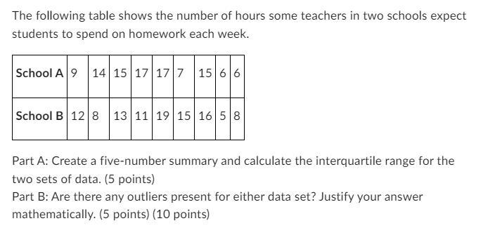 The following table shows the number of hours some teachers in two schools expect-example-1