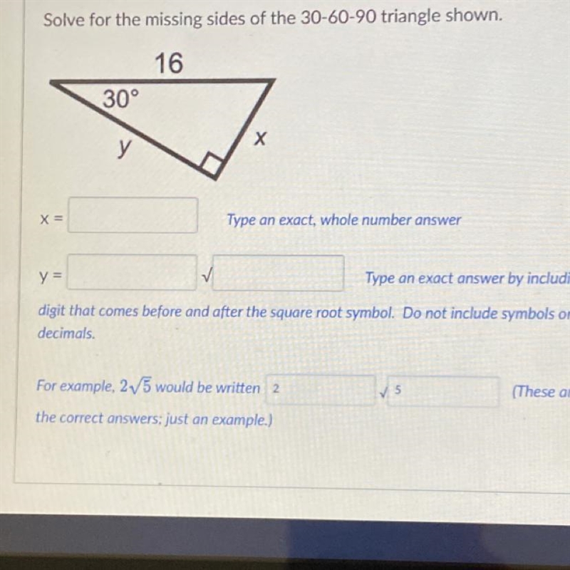 30-60-90 triangle shown Help me please-example-1