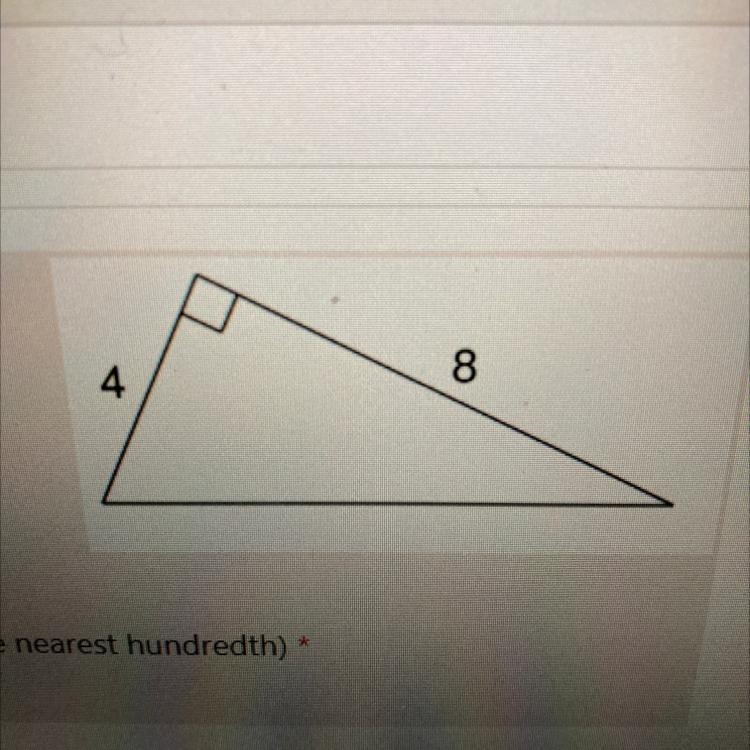 Find the hypotenuse round to the nearest hundredth-example-1