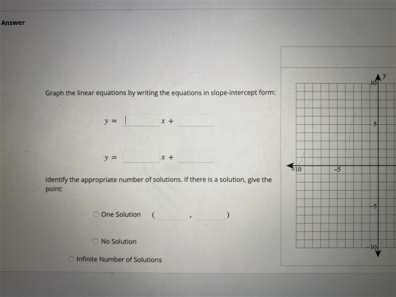 Solve the following system of the linear equation by graphing and answer the questions-example-2