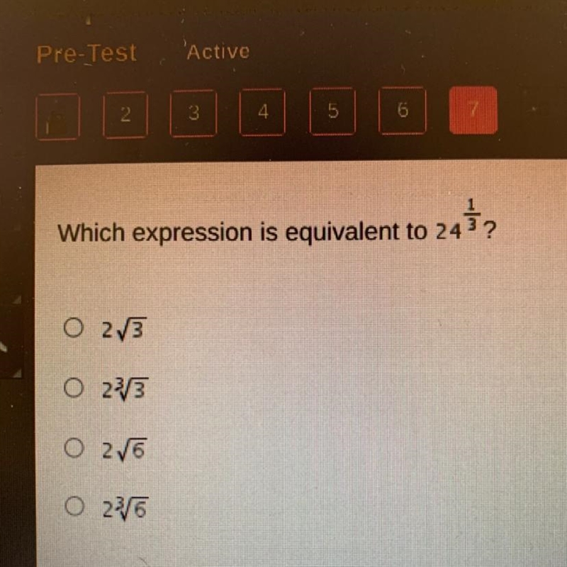 Which expression is equivalent to 24^1/4-example-1