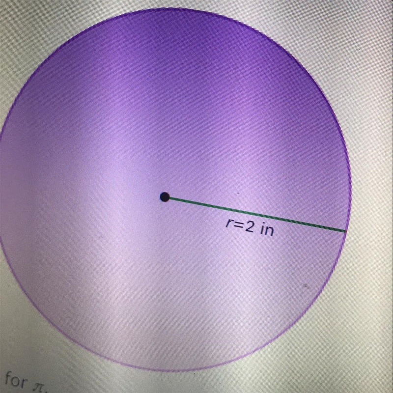 The radius of a circle is 2 inches. What is the circles area? Use 3.14-example-1