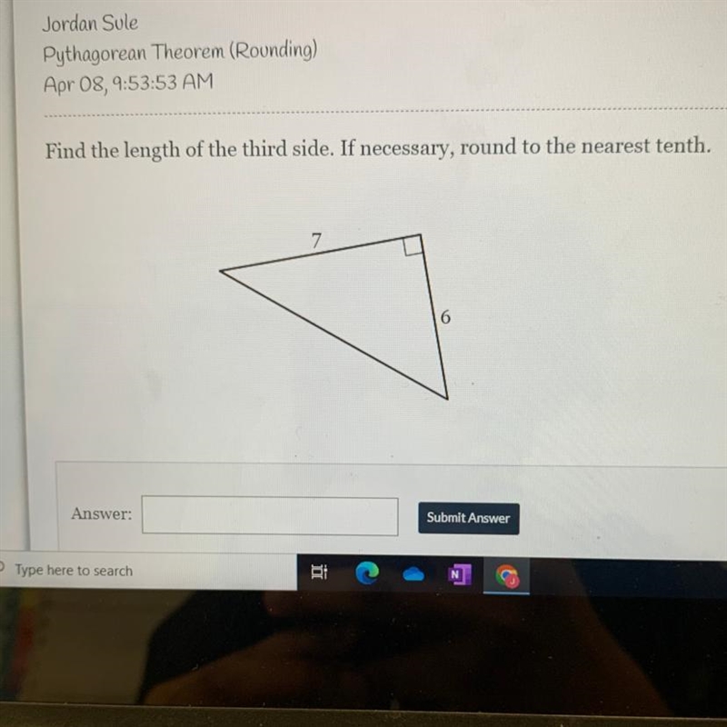 Find the length of the third side. If necessary, round to the nearest tenth-example-1