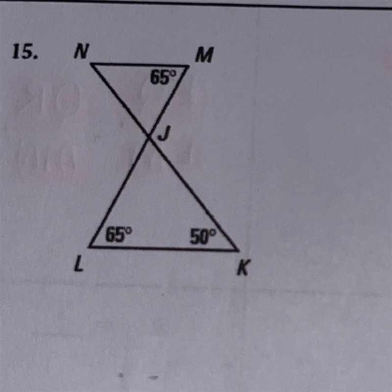 Determine whether the triangles can be proved similar. If they are similar, write-example-1