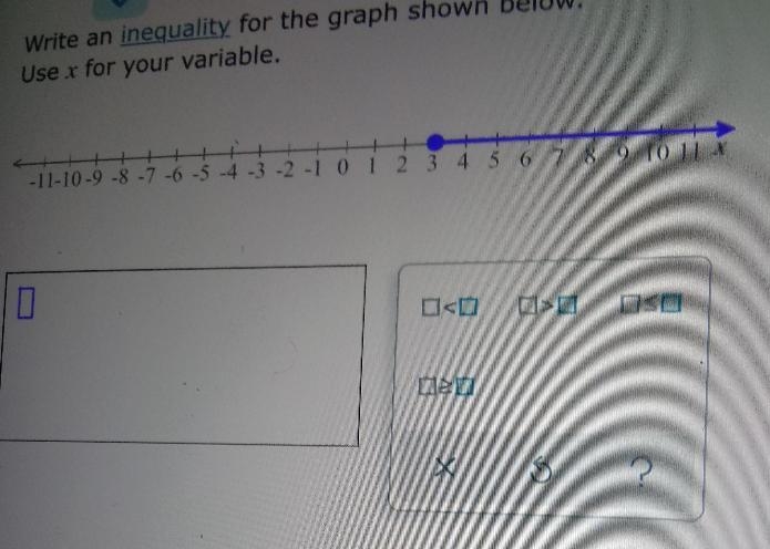 = Writing an inequality given a graph on the number line Write an inequality for the-example-1