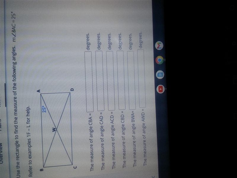 Giveing 15 points.Use the rectangle to find the measure of the following angles measure-example-1