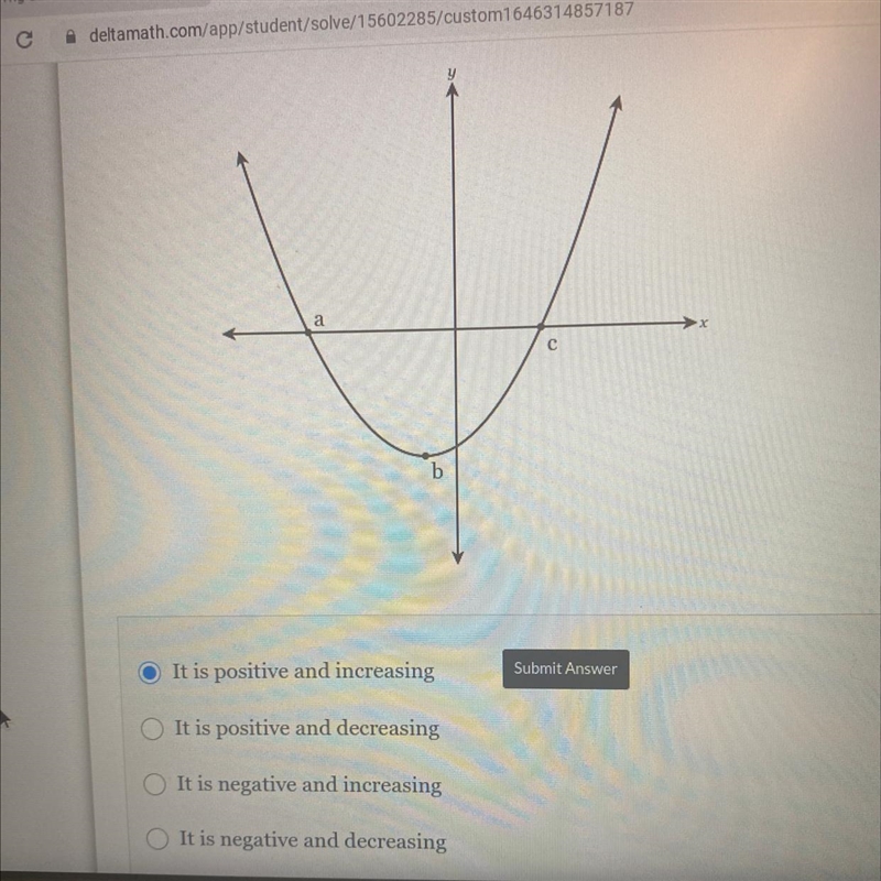 The function f(x) is graphed below . What is true about the graph on the interval-example-1