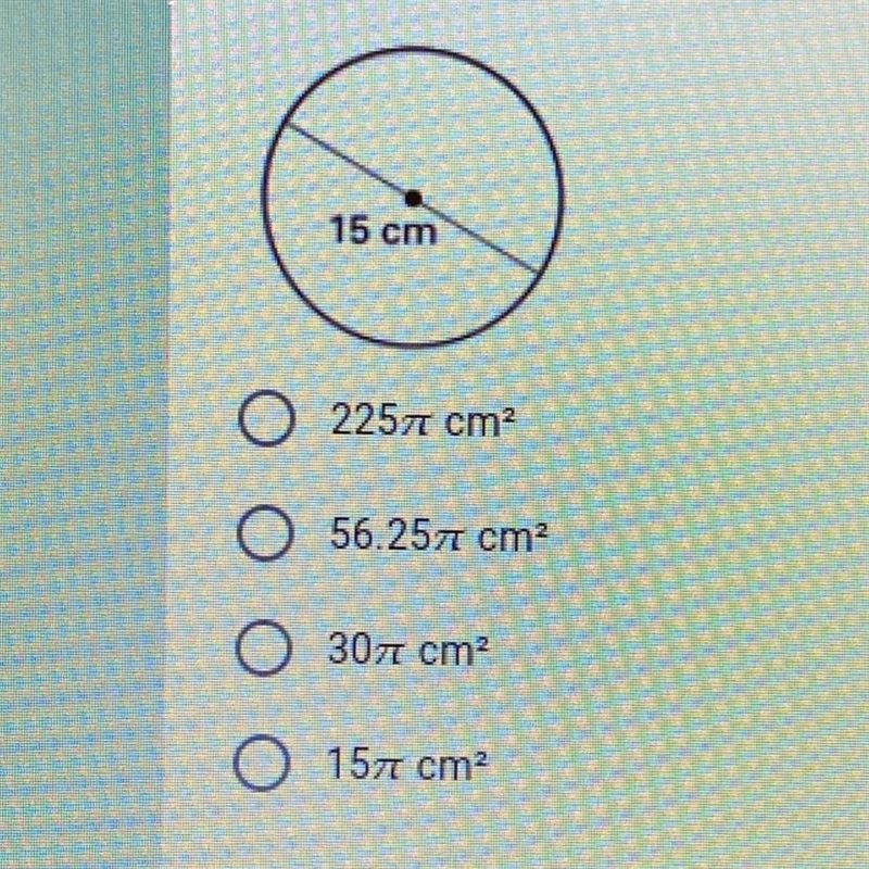 What is the exact area of the following circle?-example-1