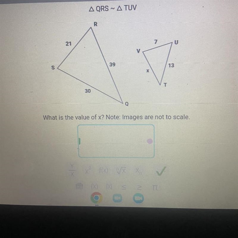 What is the value of x? Note:images are not to scale-example-1