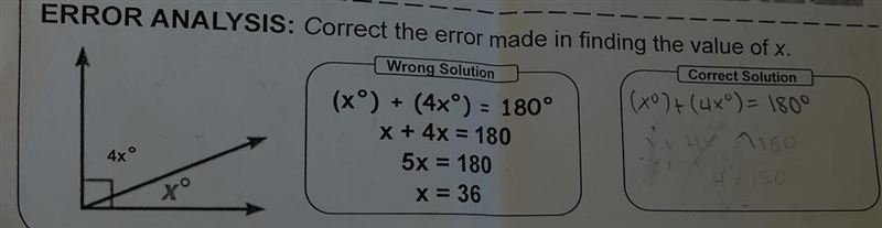 What is correct solution for this problem? (x°) + (4x°) = 180°-example-1