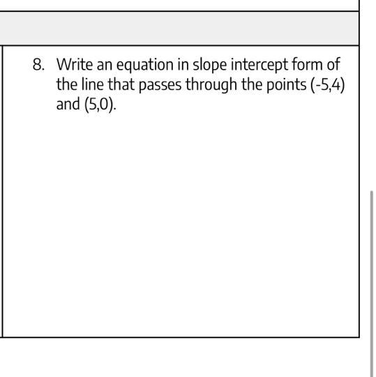 Write an equation in slope intercept form of the line that passes through the points-example-1