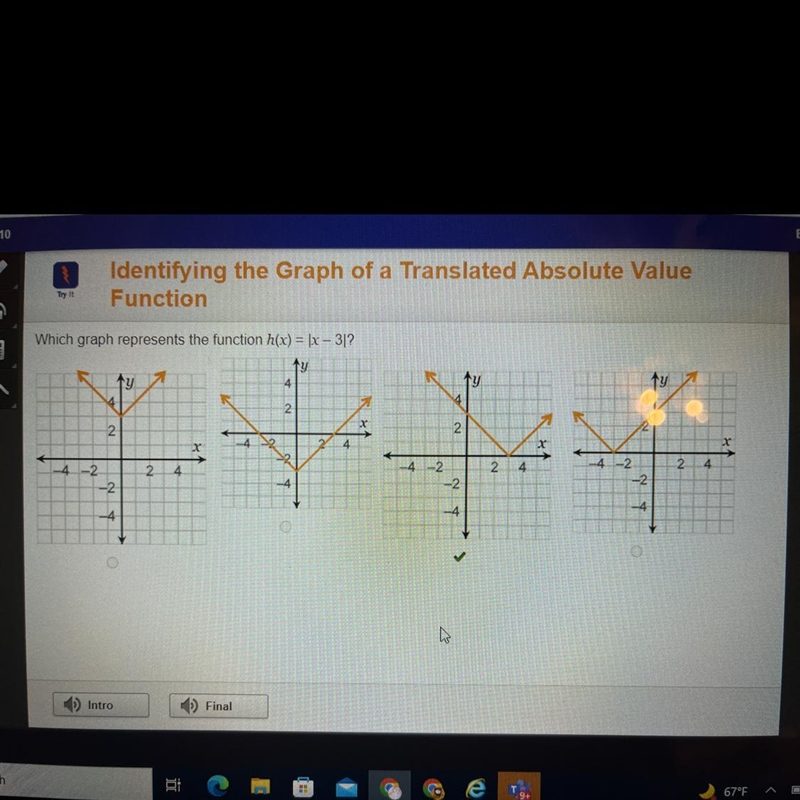 Identifying the Graph of a Function Try It Which graph represents the function h(x-example-1