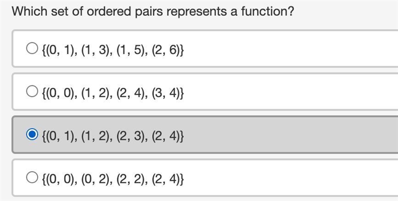 Which set of pairs represents a function? PLSS HURRY (100 POINTS)-example-1