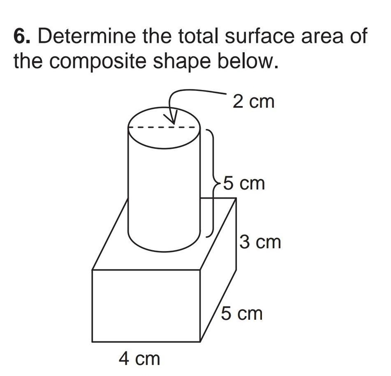 Determine the total surface area of the composite shape below ​-example-1