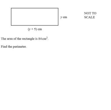 The area of the rectangle is 84cm^2. Find the perimeter.-example-1