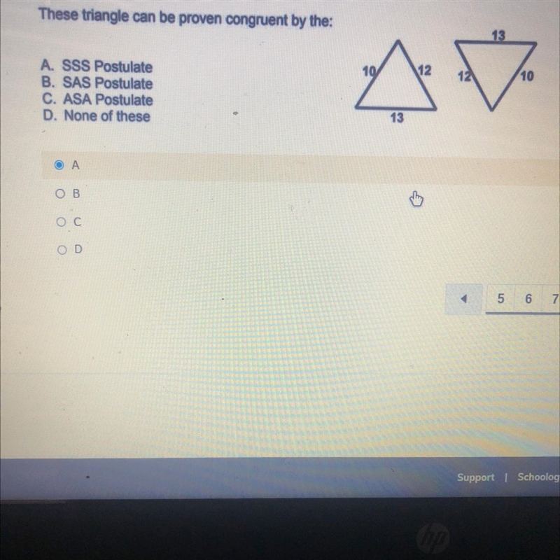 These triangles can be proven congruent by the-example-1