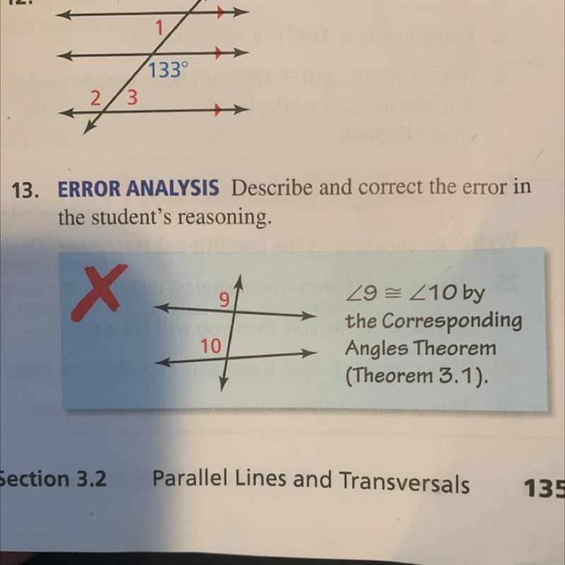 13.ERROR ANALYSIS Describe and correct the error in the student's reasoning.-example-1