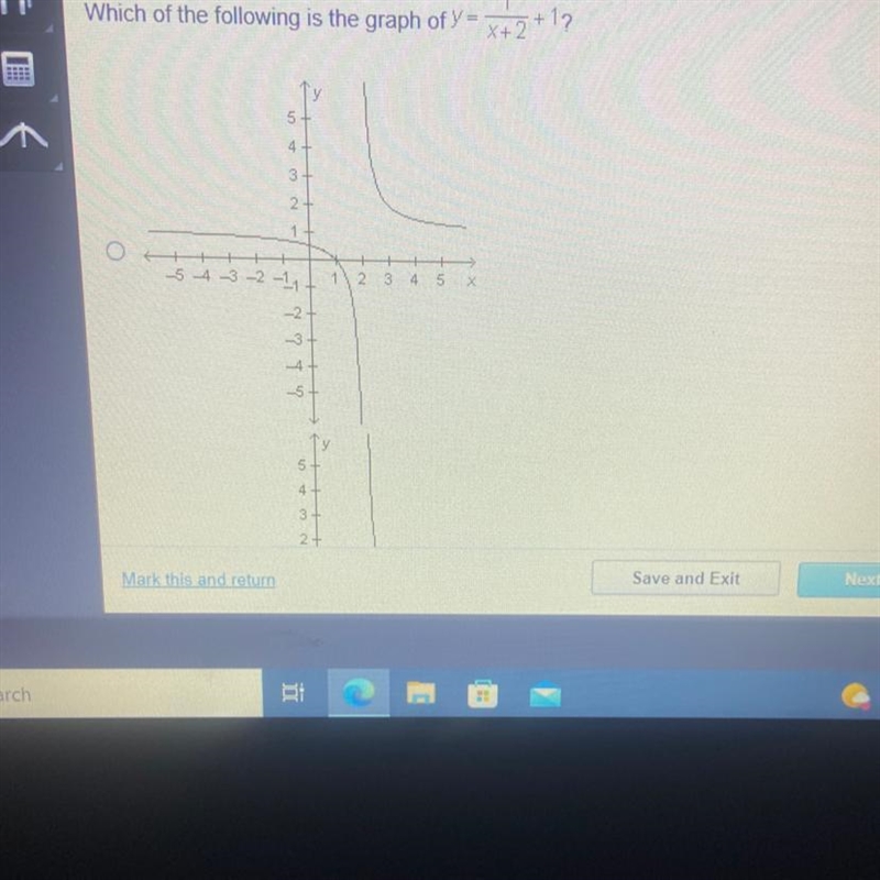 Which of the following is the graph of y= -5-4-3 7 54 3 N W 2+ 1 -2 5 N WAS 4+ 1 2 3 4 5 x-example-1