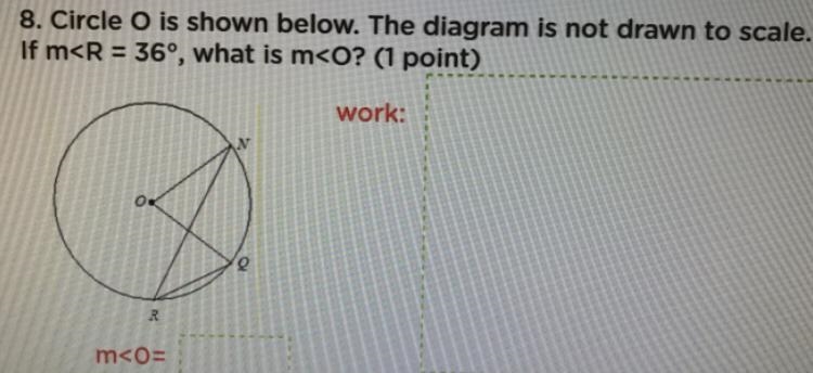 Circle o is shown below the diagram is not drawn to scale if m-example-1